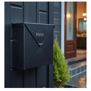 Modern Black Wall-Mounted Mailbox 10x10x4